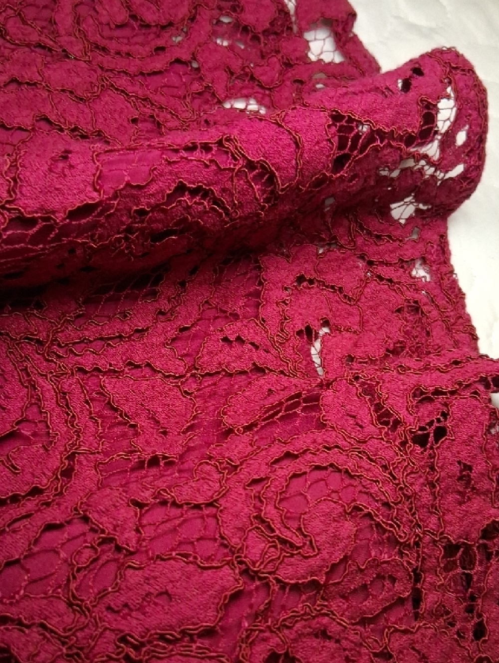 eva mendes for New York & Company Burgundy Lace Midi Dress with Cap Sleeves .... - Picture 7 of 10